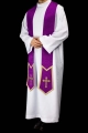 Stuła kapłańska fioletowa z haftem krzyża - KST/639/03/11 - HAF KST/639/03/11 - Dewocjonalia P.H. Jakóbczak - Katolicki sklep liturgiczny i hurtownia