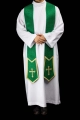 Stuła kapłańska zielona z haftem krzyża - KST/639/01/11 - HAF KST/639/01/11 - Dewocjonalia P.H. Jakóbczak - Katolicki sklep liturgiczny i hurtownia