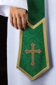Stuła kapłańska zielona z haftem krzyża - KST/639/01/11 - HAF KST/639/01/11 - Dewocjonalia P.H. Jakóbczak - Katolicki sklep liturgiczny i hurtownia
