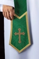 Stuła kapłańska zielona z haftem krzyża - KST/639/01/11 - HAF KST/639/01/11 - Dewocjonalia P.H. Jakóbczak - Katolicki sklep liturgiczny i hurtownia
