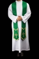 Stuła kapłańska zielona z haftem krzyża - KST/639/01/11 - HAF KST/639/01/11 - Dewocjonalia P.H. Jakóbczak - Katolicki sklep liturgiczny i hurtownia