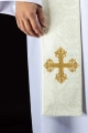 Stuła liturgiczna ecru z haftem krzyża - KST/967/05/11 - HAF KST/967/05/11 - Dewocjonalia P.H. Jakóbczak - Katolicki sklep liturgiczny i hurtownia