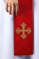 Stuła liturgiczna czerwona z haftem krzyża - KST/967/02/11 - HAF KST/967/02/11 - Dewocjonalia P.H. Jakóbczak - Katolicki sklep liturgiczny i hurtownia