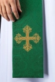 Stuła liturgiczna zielona z haftem krzyża - KST/967/01/11 - HAF KST/967/01/11 - Dewocjonalia P.H. Jakóbczak - Katolicki sklep liturgiczny i hurtownia
