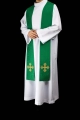 Stuła liturgiczna zielona z haftem krzyża - KST/967/01/11 - HAF KST/967/01/11 - Dewocjonalia P.H. Jakóbczak - Katolicki sklep liturgiczny i hurtownia