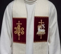 Stuła liturgiczna ecru z haftem Baranka Paschalnego - KST/089/05/42 - HAF KST/089/05/42 - Dewocjonalia P.H. Jakóbczak - Katolicki sklep liturgiczny i hurtownia
