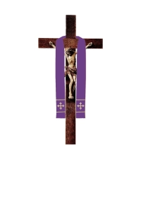 Stuła liturgiczna fioletowa z haftem krzyża - KST/079/03/01