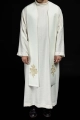Stuła liturgiczna ecru z haftem IHS - KST/053/05/12 - HAF KST/053/05/12 - Dewocjonalia P.H. Jakóbczak - Katolicki sklep liturgiczny i hurtownia