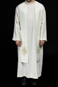 Stuła liturgiczna ecru z haftem IHS - KST/053/05/12