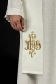 Stuła liturgiczna ecru z haftem IHS - KST/053/05/12 - HAF KST/053/05/12 - Dewocjonalia P.H. Jakóbczak - Katolicki sklep liturgiczny i hurtownia