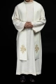 Stuła liturgiczna ecru z haftem IHS - KST/053/05/12 - HAF KST/053/05/12 - Dewocjonalia P.H. Jakóbczak - Katolicki sklep liturgiczny i hurtownia