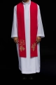 Stuła liturgiczna czerwona z haftem IHS - KST/068/02/01 - HAF KST/068/02/01 - Dewocjonalia P.H. Jakóbczak - Katolicki sklep liturgiczny i hurtownia