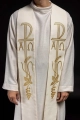 Stuła kapłańska ecru z haftem Alfa i Omega - KST/075/05/01 - HAF KST/075/05/01 - Dewocjonalia P.H. Jakóbczak - Katolicki sklep liturgiczny i hurtownia