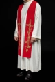 Stuła liturgiczna czerwona z haftem krzyża - KST/072/02/01 - HAF KST/072/02/01 - Dewocjonalia P.H. Jakóbczak - Katolicki sklep liturgiczny i hurtownia