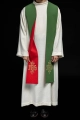 Stuła liturgiczna dwustronna zielono-czerwona z haftem IHS - KST/053/01-02/01 - HAF KST/053/01-02/01 - Dewocjonalia P.H. Jakóbczak - Katolicki sklep liturgiczny i hurtownia