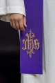 Stuła liturgiczna dwustronna fioletowo-biała z haftem IHS - KST/053/03-04/12 - HAF KST/053/03-04/12 - Dewocjonalia P.H. Jakóbczak - Katolicki sklep liturgiczny i hurtownia