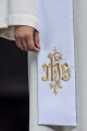 Stuła liturgiczna dwustronna fioletowo-biała z haftem IHS - KST/053/03-04/12 - HAF KST/053/03-04/12 - Dewocjonalia P.H. Jakóbczak - Katolicki sklep liturgiczny i hurtownia