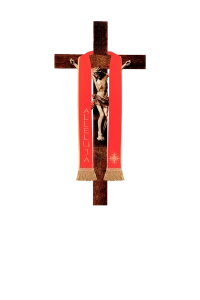 Stuła liturgiczna czerwona z haftem krzyża - KST/073/02/PA