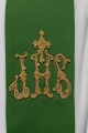 Stuła kapłańska zielona z haftem IHS - KST/157/01/01 - HAF KST/157/01/01 - Dewocjonalia P.H. Jakóbczak - Katolicki sklep liturgiczny i hurtownia