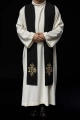 Stuła liturgiczna czarna z haftem IHS - KST/053/07/12 - HAF KST/053/07/12 - Dewocjonalia P.H. Jakóbczak - Katolicki sklep liturgiczny i hurtownia
