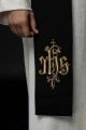 Stuła liturgiczna czarna z haftem IHS - KST/053/07/12 - HAF KST/053/07/12 - Dewocjonalia P.H. Jakóbczak - Katolicki sklep liturgiczny i hurtownia