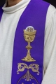 Stuła liturgiczna fioletowa z haftem IHS - KST/042/03/01 - HAF KST/042/03/01 - Dewocjonalia P.H. Jakóbczak - Katolicki sklep liturgiczny i hurtownia