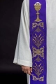 Stuła liturgiczna fioletowa z haftem IHS - KST/042/03/01 - HAF KST/042/03/01 - Dewocjonalia P.H. Jakóbczak - Katolicki sklep liturgiczny i hurtownia