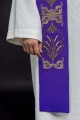 Stuła liturgiczna fioletowa z haftem IHS - KST/042/03/01 - HAF KST/042/03/01 - Dewocjonalia P.H. Jakóbczak - Katolicki sklep liturgiczny i hurtownia