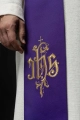 Stuła liturgiczna fioletowa z haftem IHS - KST/053/03/12 - HAF KST/053/03/12 - Dewocjonalia P.H. Jakóbczak - Katolicki sklep liturgiczny i hurtownia
