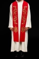 Stuła kapłańska czerwona z haftem IHS - KST/031/02/01 - HAF KST/031/02/01 - Dewocjonalia P.H. Jakóbczak - Katolicki sklep liturgiczny i hurtownia