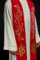 Stuła kapłańska czerwona z haftem IHS - KST/031/02/01 - HAF KST/031/02/01 - Dewocjonalia P.H. Jakóbczak - Katolicki sklep liturgiczny i hurtownia