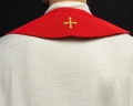 Stuła kapłańska czerwona z haftem IHS - KST/031/02/01 - HAF KST/031/02/01 - Dewocjonalia P.H. Jakóbczak - Katolicki sklep liturgiczny i hurtownia