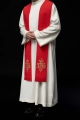 Stuła liturgiczna czerwona z haftem IHS - KST/053/02/12 - HAF KST/053/02/12 - Dewocjonalia P.H. Jakóbczak - Katolicki sklep liturgiczny i hurtownia