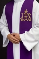 Stuła kapłańska fioletowa z haftem IHS - KST/157/03/01 - HAF KST/157/03/01 - Dewocjonalia P.H. Jakóbczak - Katolicki sklep liturgiczny i hurtownia