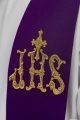 Stuła kapłańska fioletowa z haftem IHS - KST/157/03/01 - HAF KST/157/03/01 - Dewocjonalia P.H. Jakóbczak - Katolicki sklep liturgiczny i hurtownia