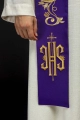 Stuła kapłańska fioletowa z haftem IHS - KST/031/03/01 - HAF KST/031/03/01 - Dewocjonalia P.H. Jakóbczak - Katolicki sklep liturgiczny i hurtownia