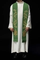 Stuła kapłańska zielona z haftem IHS - KST/031/01/01 - HAF KST/031/01/01 - Dewocjonalia P.H. Jakóbczak - Katolicki sklep liturgiczny i hurtownia