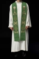 Stuła kapłańska zielona z haftem IHS - KST/042/01/01 - HAF KST/042/01/01 - Dewocjonalia P.H. Jakóbczak - Katolicki sklep liturgiczny i hurtownia