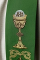 Stuła kapłańska zielona z haftem IHS - KST/042/01/01 - HAF KST/042/01/01 - Dewocjonalia P.H. Jakóbczak - Katolicki sklep liturgiczny i hurtownia