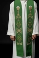 Stuła kapłańska zielona z haftem IHS - KST/042/01/01 - HAF KST/042/01/01 - Dewocjonalia P.H. Jakóbczak - Katolicki sklep liturgiczny i hurtownia
