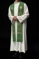 Stuła kapłańska zielona z haftem IHS - KST/042/01/01 - HAF KST/042/01/01 - Dewocjonalia P.H. Jakóbczak - Katolicki sklep liturgiczny i hurtownia