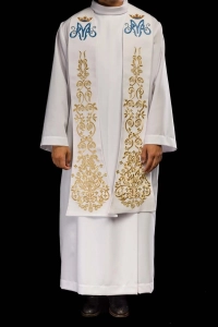 Stuła liturgiczna biała z haftem maryjnym - KST/040/04/01