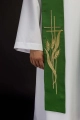 Stuła kapłańska zielona z dekoracyjnym haftem - KST/083/01/01 - HAF KST/083/01/01 - Dewocjonalia P.H. Jakóbczak - Katolicki sklep liturgiczny i hurtownia