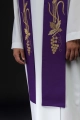 Stuła kapłańska fioletowa z haftem Alfa i Omega - KST/075/03/01 - HAF KST/075/03/01 - Dewocjonalia P.H. Jakóbczak - Katolicki sklep liturgiczny i hurtownia