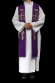 Stuła kapłańska fioletowa z haftem Alfa i Omega - KST/075/03/01 - HAF KST/075/03/01 - Dewocjonalia P.H. Jakóbczak - Katolicki sklep liturgiczny i hurtownia