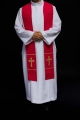Stuła liturgiczna czerwona z haftem krzyża - KST/063/02/01 - HAF KST/063/02/01 - Dewocjonalia P.H. Jakóbczak - Katolicki sklep liturgiczny i hurtownia