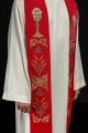 Stuła liturgiczna czerwona z haftem IHS - KST/042/02/01 - HAF KST/042/02/01 - Dewocjonalia P.H. Jakóbczak - Katolicki sklep liturgiczny i hurtownia