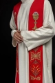 Stuła liturgiczna czerwona z haftem IHS - KST/042/02/01 - HAF KST/042/02/01 - Dewocjonalia P.H. Jakóbczak - Katolicki sklep liturgiczny i hurtownia