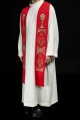 Stuła liturgiczna czerwona z haftem IHS - KST/042/02/01 - HAF KST/042/02/01 - Dewocjonalia P.H. Jakóbczak - Katolicki sklep liturgiczny i hurtownia