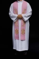 Stuła kapłańska różowa z haftem IHS - KST/031/08/01 - HAF KST/031/08/01 - Dewocjonalia P.H. Jakóbczak - Katolicki sklep liturgiczny i hurtownia